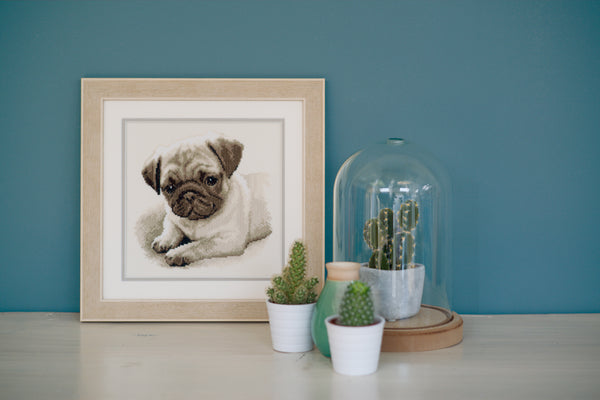 DIY Counted cross stitch kit Pug dog 21 x 21 cm / 8.4