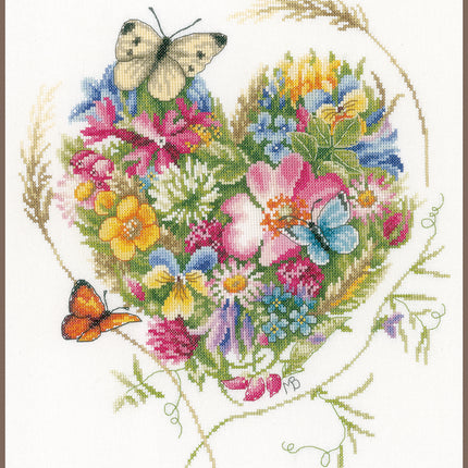 DIY Counted cross stitch kit A heart of flowers