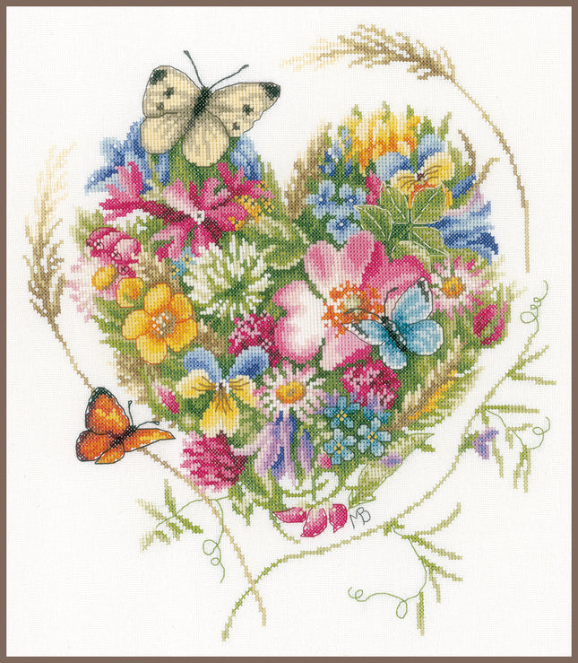 DIY Counted cross stitch kit A heart of flowers