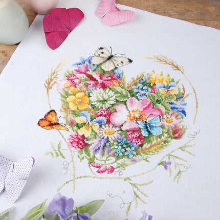 DIY Counted cross stitch kit A heart of flowers