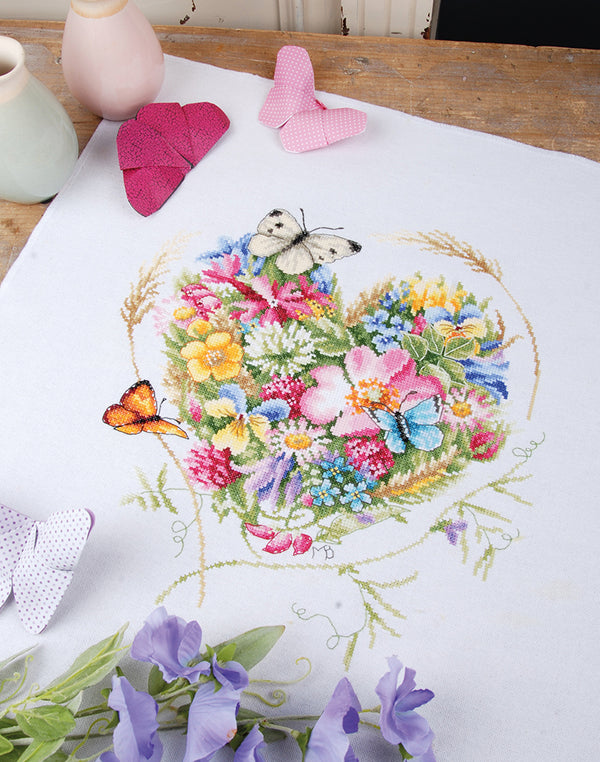 DIY Counted cross stitch kit A heart of flowers