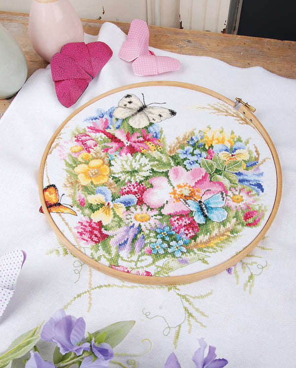 DIY Counted cross stitch kit A heart of flowers