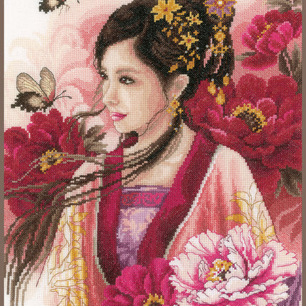 DIY Counted cross stitch kit Asian lady in pink
