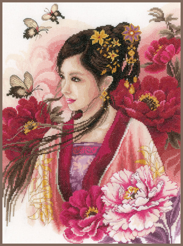 DIY Counted cross stitch kit Asian lady in pink