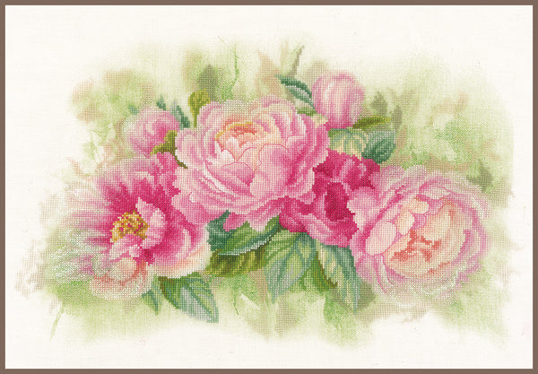 DIY Counted cross stitch kit Bouquet of peonies