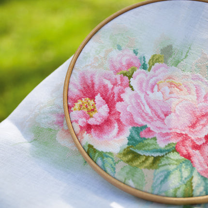 DIY Counted cross stitch kit Bouquet of peonies