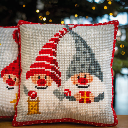 DIY Cross stitch cushion kit Christmas gnomes