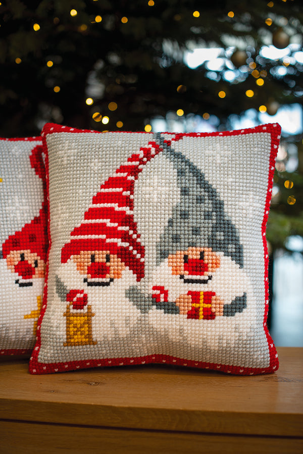 DIY Cross stitch cushion kit Christmas gnomes