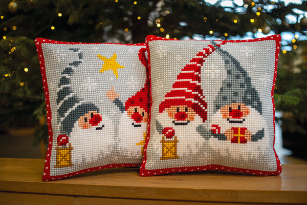 DIY Cross stitch cushion kit Christmas gnomes