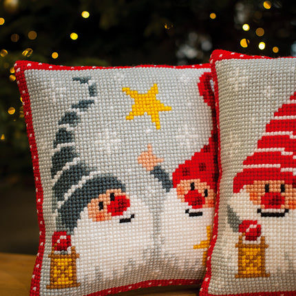 DIY Cross stitch cushion kit Christmas gnomes