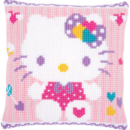 DIY Cross stitch cushion kit Hello Kitty pastel