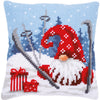 DIY Cross stitch cushion kit Christmas gnome skiing