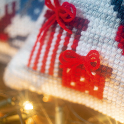 DIY Cross stitch cushion kit Christmas gnome skiing
