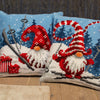 DIY Cross stitch cushion kit Christmas gnome skiing