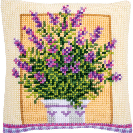 DIY Cross stitch cushion kit Lavender in pot
