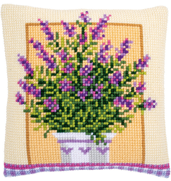 DIY Cross stitch cushion kit Lavender in pot