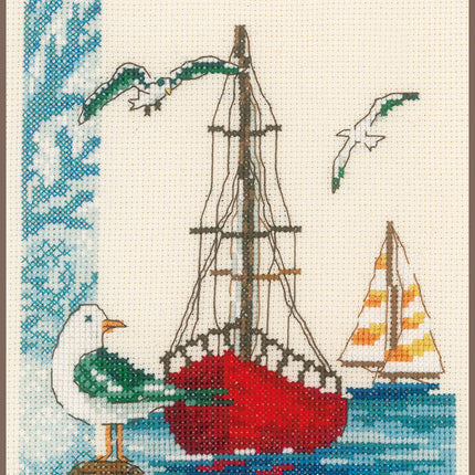 DIY Counted cross stitch kit Sailboat 18 x 21 cm / 7.2" x 8.4"