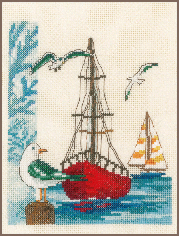 DIY Counted cross stitch kit Sailboat 18 x 21 cm / 7.2