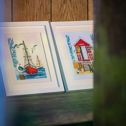 DIY Counted cross stitch kit Sailboat 18 x 21 cm / 7.2" x 8.4"