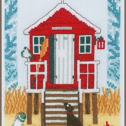 DIY Counted cross stitch kit Beach cabin 18 x 21 cm / 7.2" x 8.4"