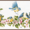 DIY Counted cross stitch kit Blue tits & blossoms 61 x 26 cm / 24.4" x 10.4"