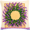 DIY Cross stitch cushion kit Lavender wreath