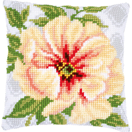 DIY Cross stitch cushion kit Soft orange flower