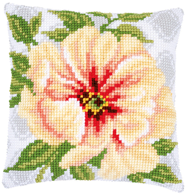 DIY Cross stitch cushion kit Soft orange flower