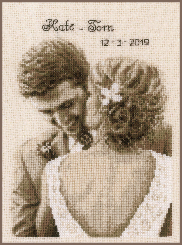 DIY Counted cross stitch kit Wedding happiness 19 x 25 cm / 7.6