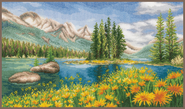 DIY Counted cross stitch kit Mountain landscape 44 x 25 cm / 17.6