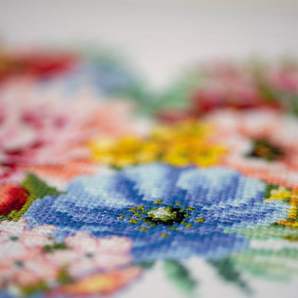 DIY Counted cross stitch kit Heart of flowers 25 x 25 cm / 10" x 10"