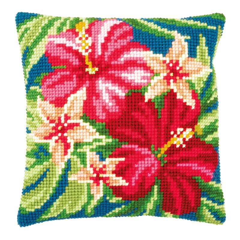 DIY Cross stitch cushion kit Botanical flowers