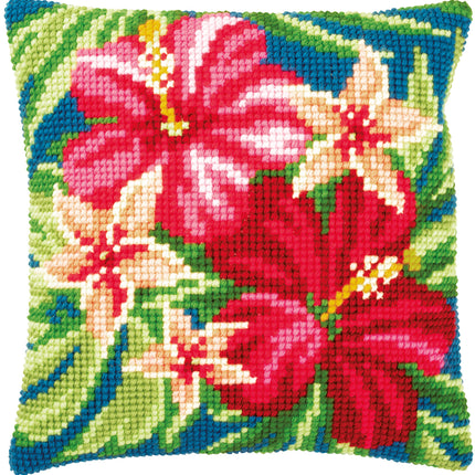 DIY Cross stitch cushion kit Botanical flowers