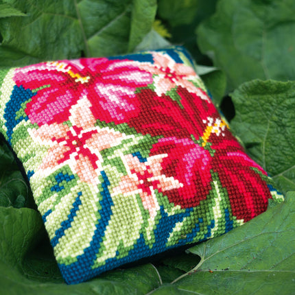 DIY Cross stitch cushion kit Botanical flowers