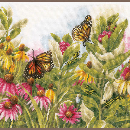 DIY Counted cross stitch kit Butterflies & coneflowers