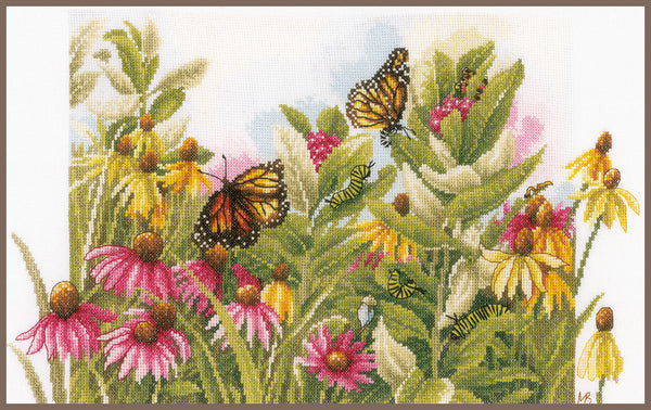 DIY Counted cross stitch kit Butterflies & coneflowers