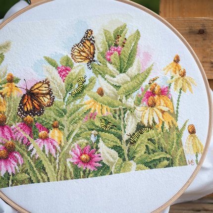 DIY Counted cross stitch kit Butterflies & coneflowers