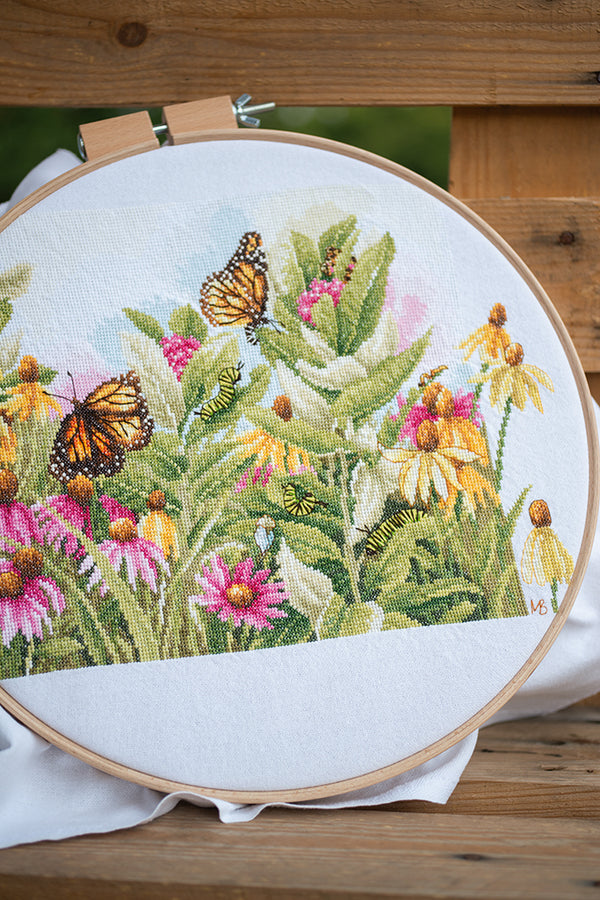 DIY Counted cross stitch kit Butterflies & coneflowers