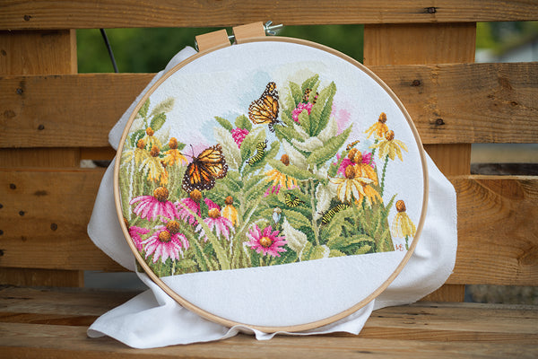 DIY Counted cross stitch kit Butterflies & coneflowers