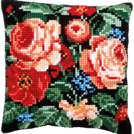 DIY Cross stitch cushion kit Roses