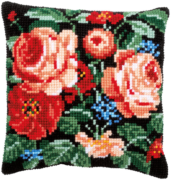 DIY Cross stitch cushion kit Roses