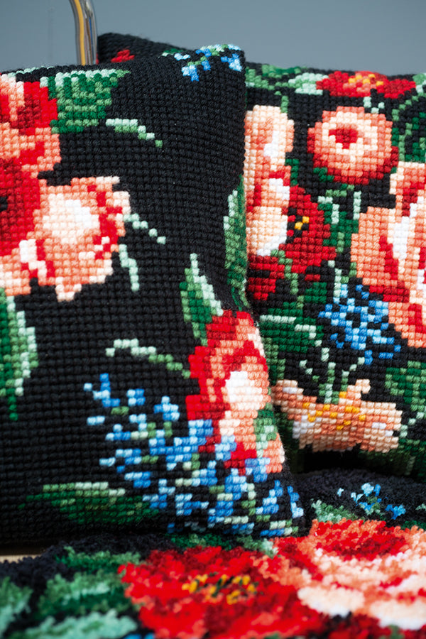 DIY Cross stitch cushion kit Roses