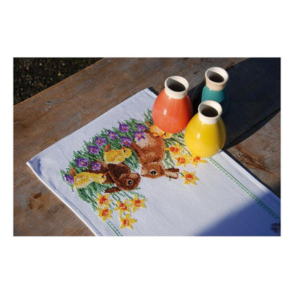 DIY Table Runner kit "Aida table runner kit Rabbits with chicks"