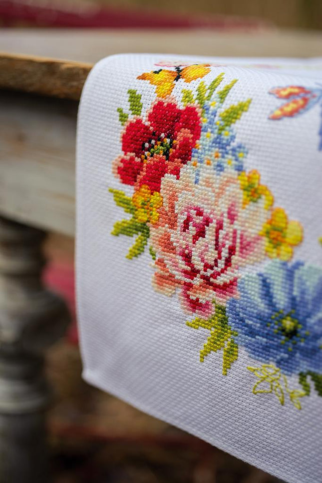 DIY Table Runner kit "Aida table runner kit Colourful flowers"