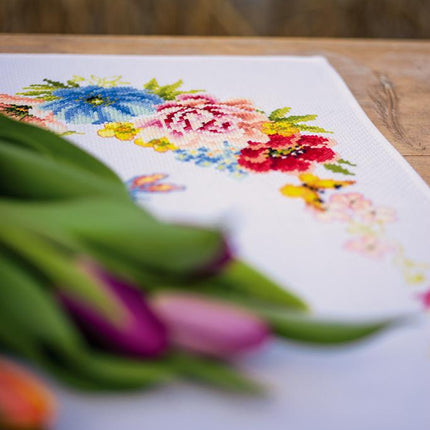 DIY Table Runner kit "Aida table runner kit Colourful flowers"