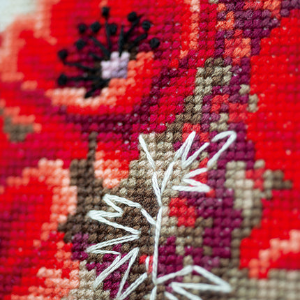 DIY Counted cross stitch kit Girl in a poppy field 33 x 34 cm / 13.2" x 13.6"