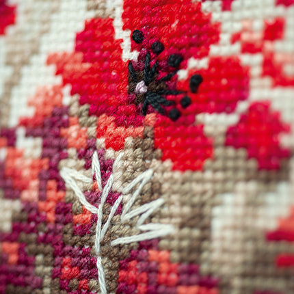 DIY Counted cross stitch kit Girl in a poppy field 33 x 34 cm / 13.2" x 13.6"