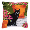 DIY Cross stitch cushion kit Cat between flowers