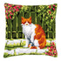 DIY Cross stitch cushion kit Cat between flowers