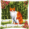 DIY Cross stitch cushion kit Cat between flowers